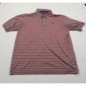 Payne Stewart Golf Shirt Men Size XL Striped Performance Polo Orange Blue White